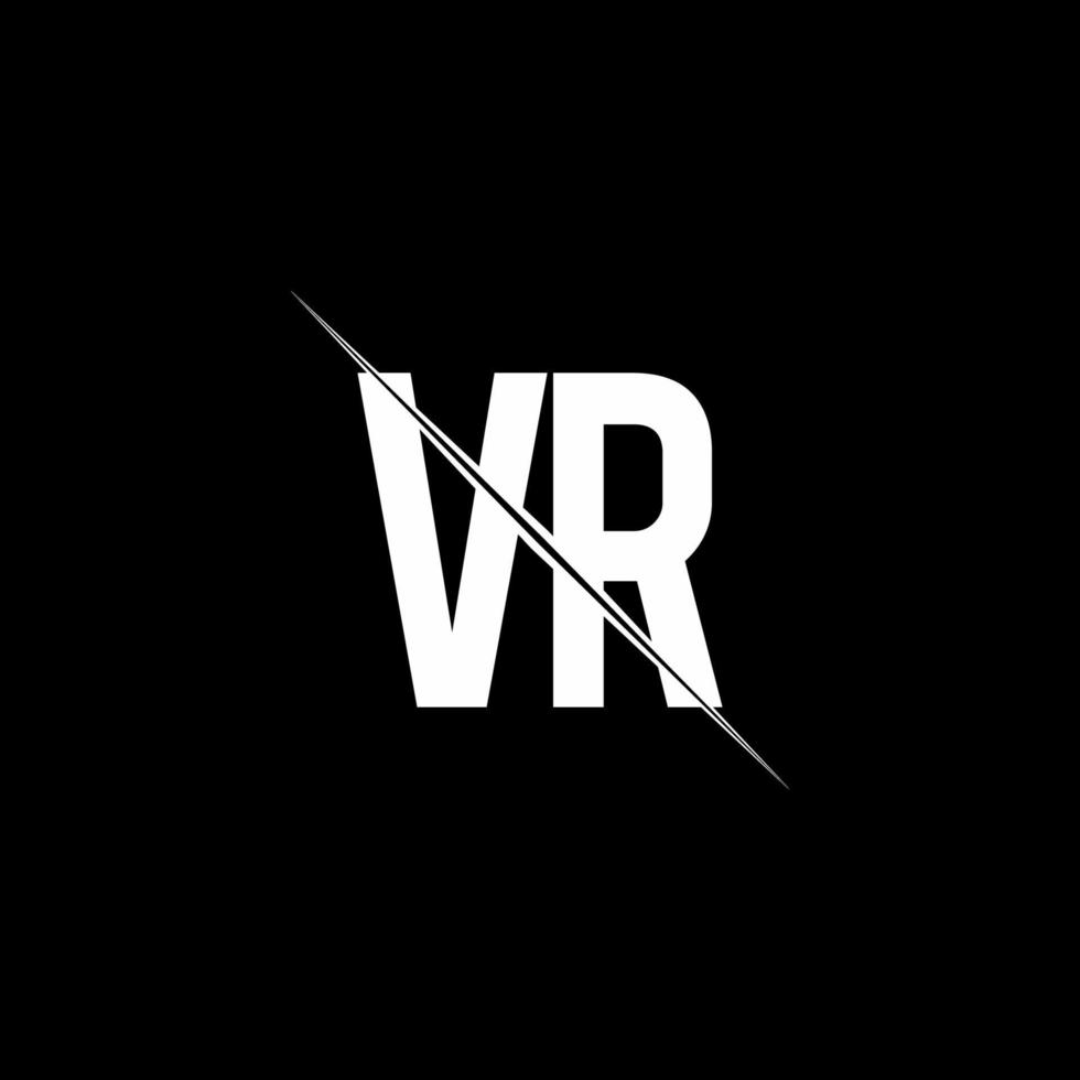 monogramme du logo vr avec modèle de conception de style slash vecteur