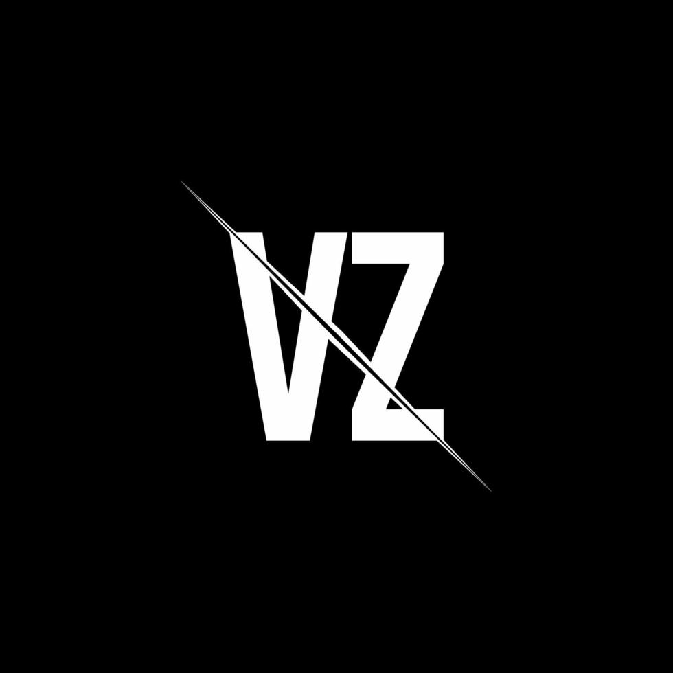 monogramme du logo vz avec modèle de conception de style slash vecteur