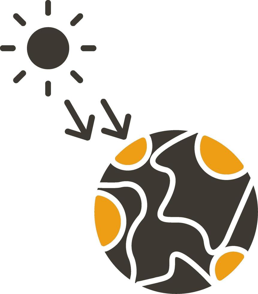 solaire radiation glyphe deux Couleur icône vecteur
