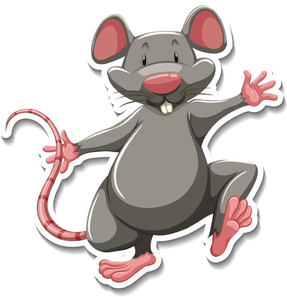 autocollant de personnage de dessin animé de souris grise vecteur