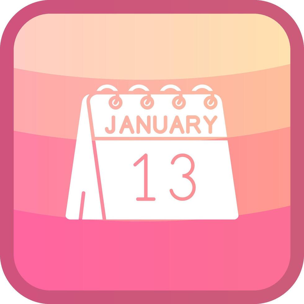 13e de janvier glyphe squre coloré icône vecteur