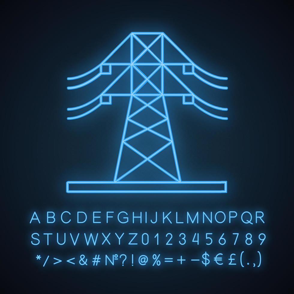 icône de néon de ligne électrique haute tension vecteur