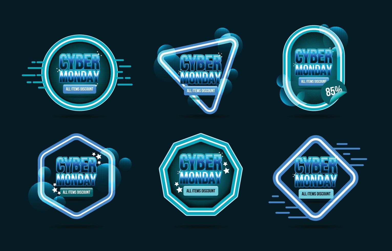 badges de vente cyber lundi modernes vecteur