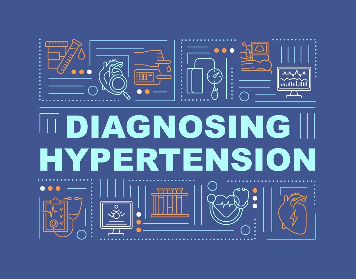 bannière de concepts de mot de diagnostic d'hypertension vecteur