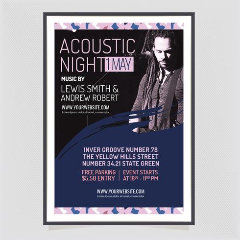 Modèle d&#39;Affiche de concert acoustique de vecteur