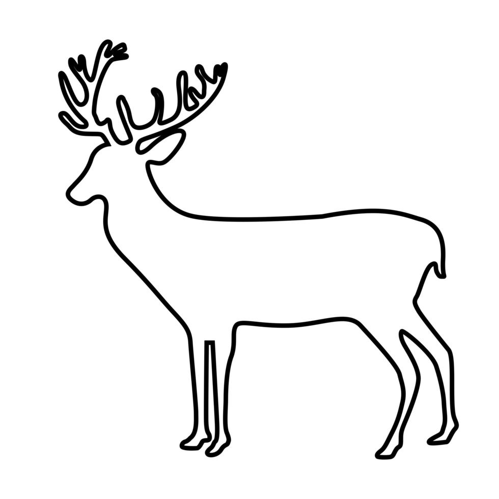 cerf animal forêt sauvage dans l'icône de style de ligne vecteur