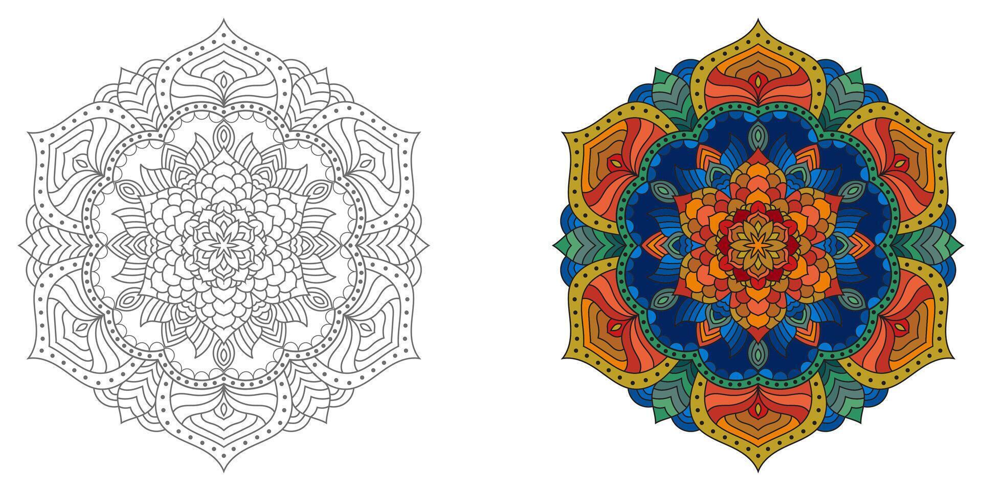 abstrait mandala floral ornement, coloré mordern mandala conception , mandala ligne illustration vecteur