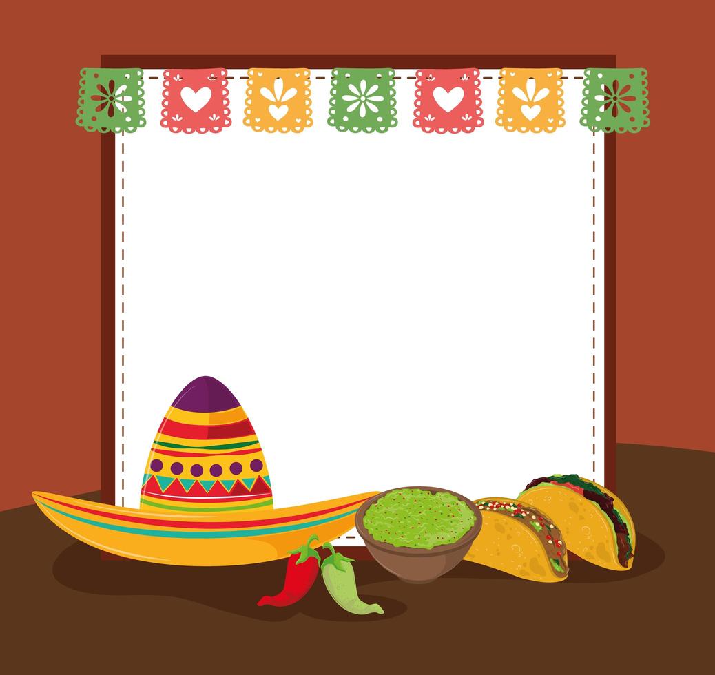 tacos guacamole et chapeau vecteur