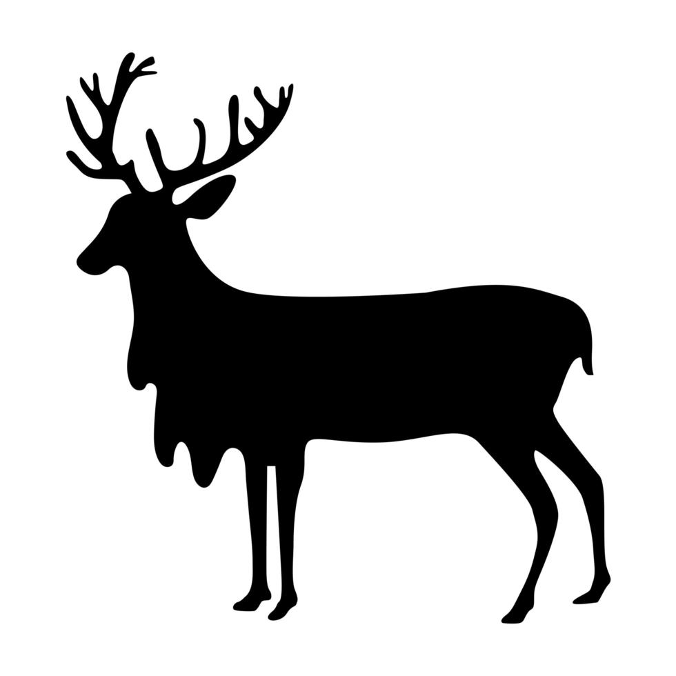 cerf animal forêt sauvage dans l'icône de style silhouette vecteur