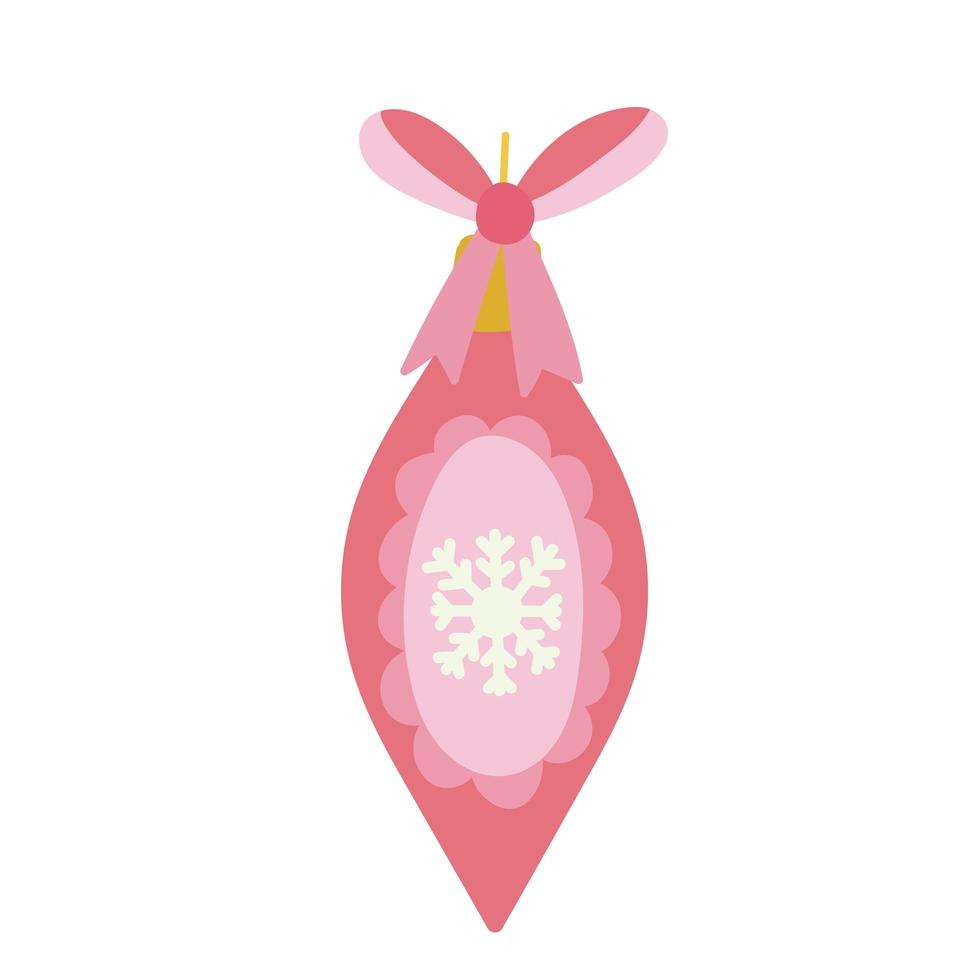 joyeux noël boule flocon de neige décoration icône de dessin animé vecteur
