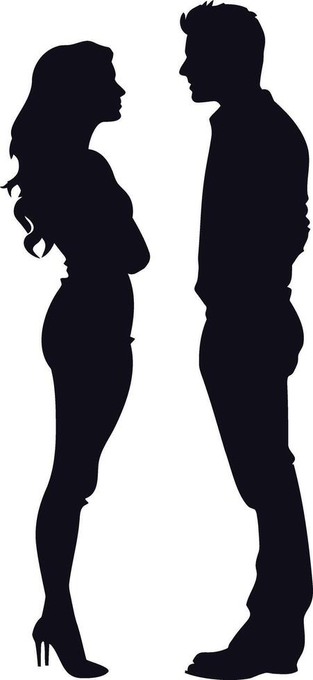 ai généré silhouette couple de homme et femmes plein corps noir Couleur seulement vecteur