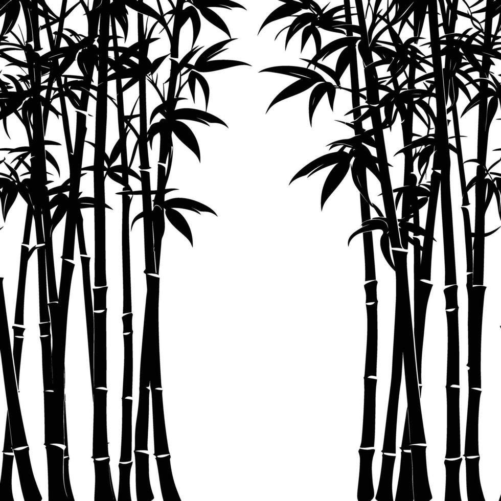ai généré silhouette bambou forêt plein corps noir Couleur seulement vecteur