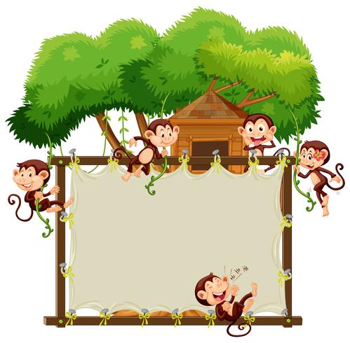 Modèle de bordure avec des singes mignons vecteur