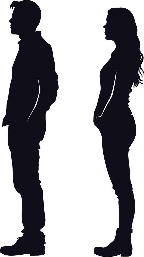 ai généré silhouette couple de homme et femmes plein corps noir Couleur seulement vecteur