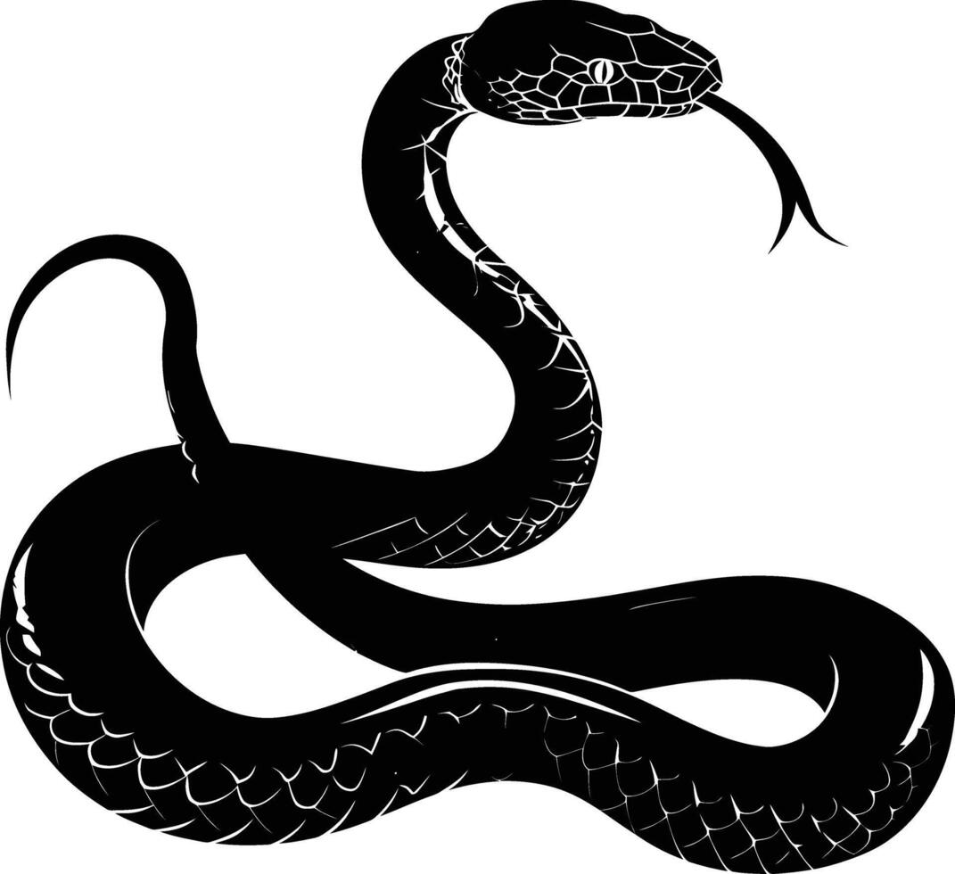 ai généré silhouette serpent noir Couleur seulement plein corps vecteur