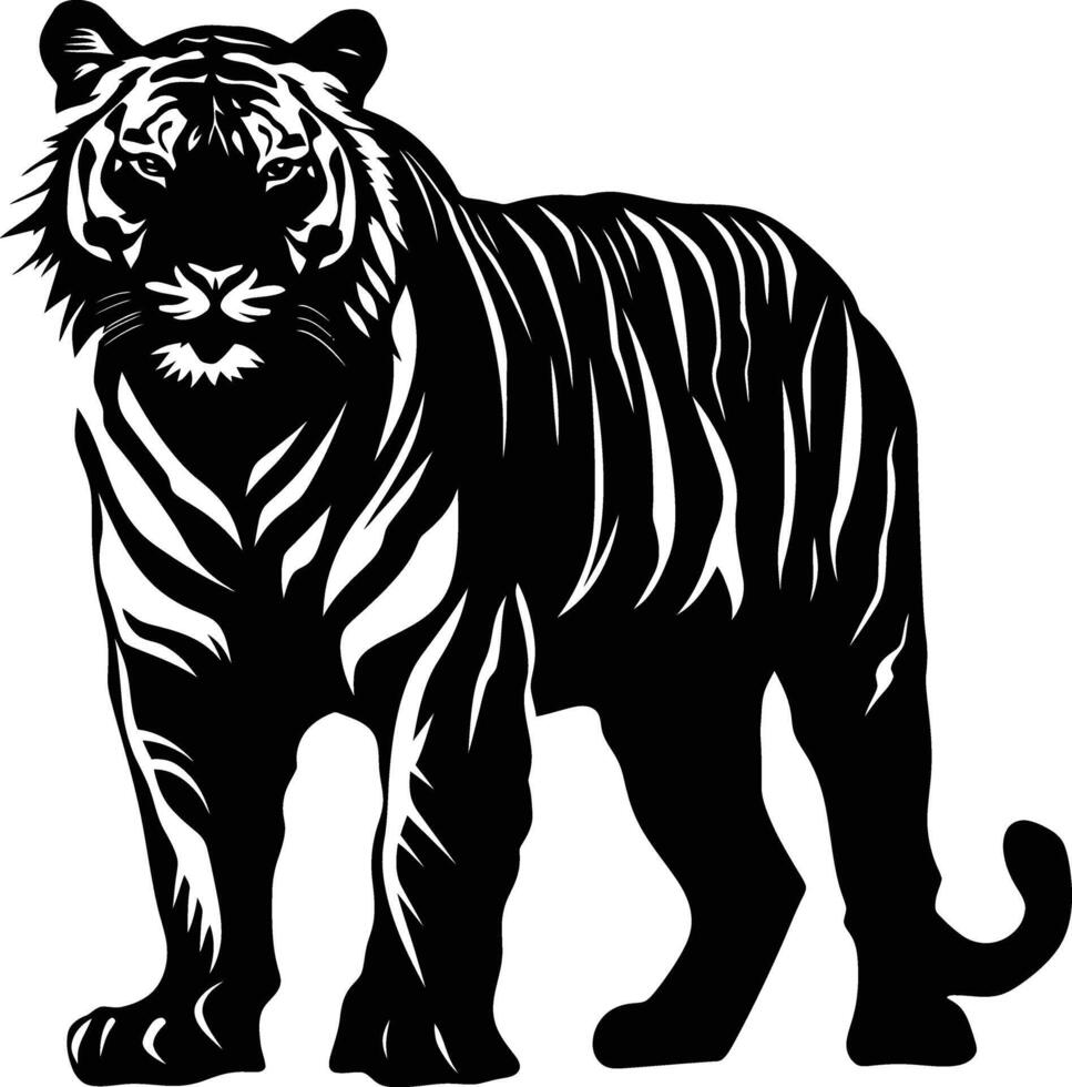 ai généré silhouette tigre noir Couleur seulement plein corps vecteur
