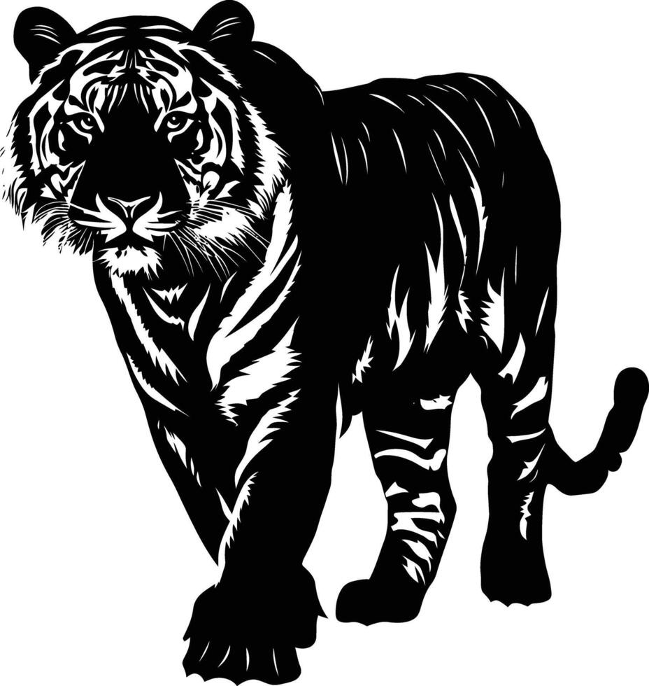 ai généré silhouette tigre noir Couleur seulement plein corps vecteur