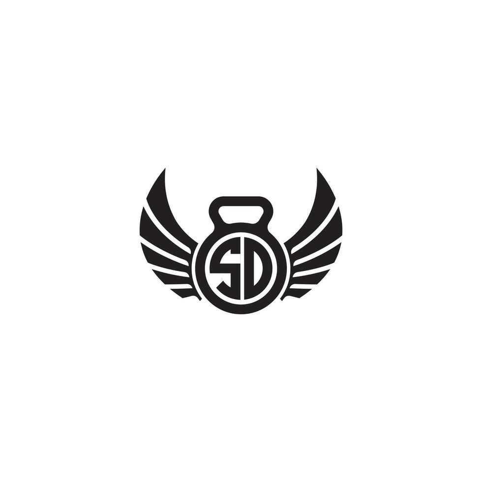 Dakota du Sud aptitude Gym et aile initiale concept avec haute qualité logo conception vecteur