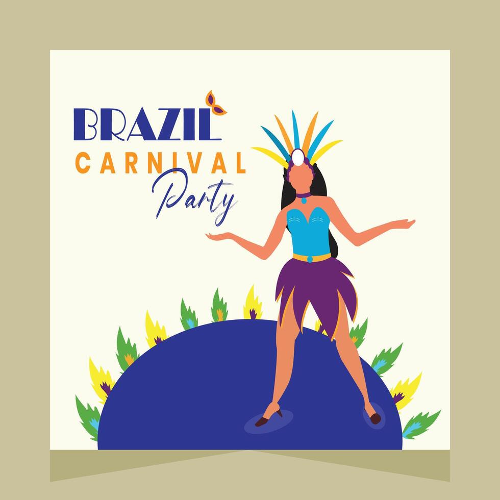 Brésil carnaval fête social médias Publier illustration vecteur