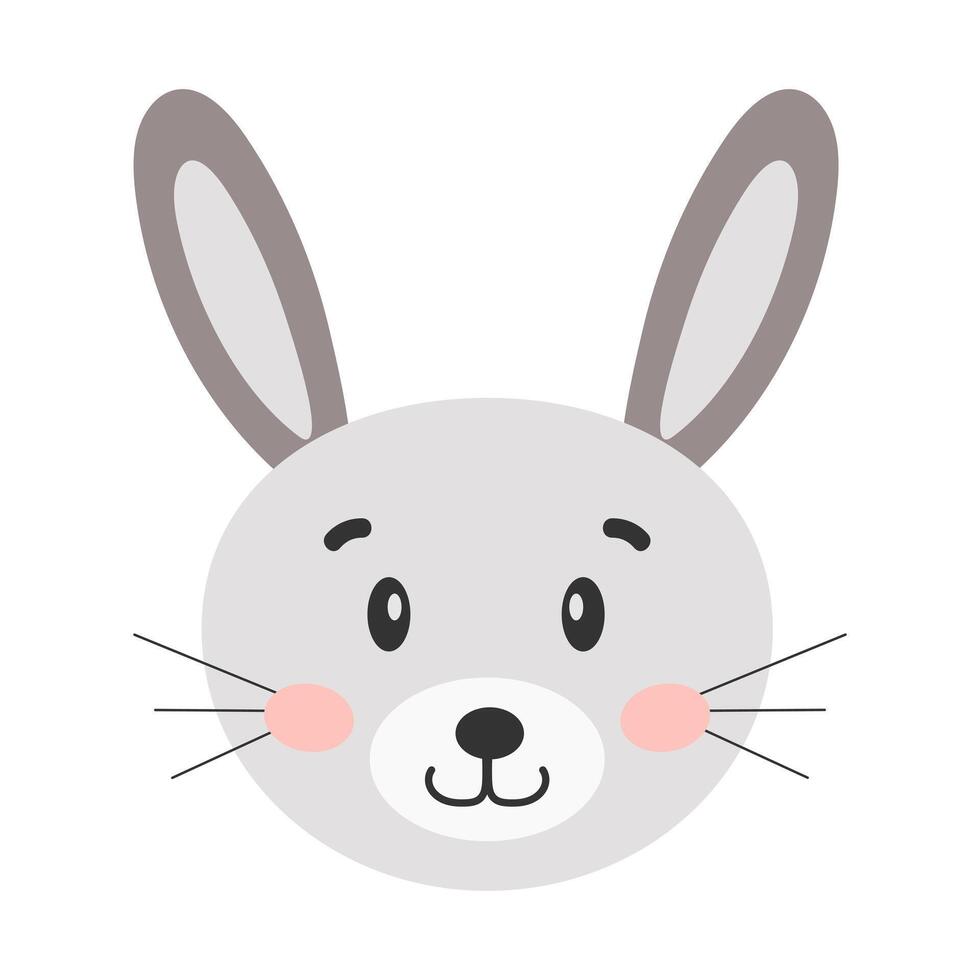 dessin animé lapin. tête de une lapin. mignonne illustration de une lapin affronter. vecteur illustration.