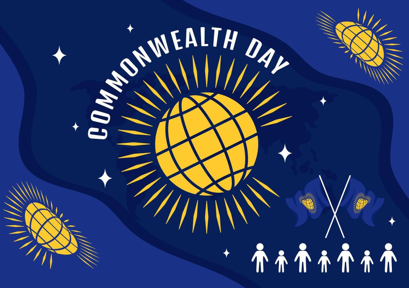 Commonwealth journée vecteur illustration sur 24 mai de aide guider Activités par républiques les organisations avec agitant drapeau dans plat dessin animé Contexte