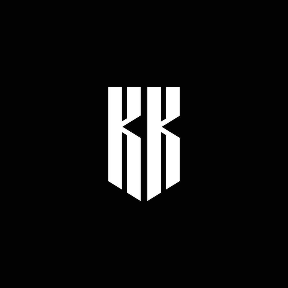 monogramme du logo kk avec style emblème isolé sur fond noir vecteur