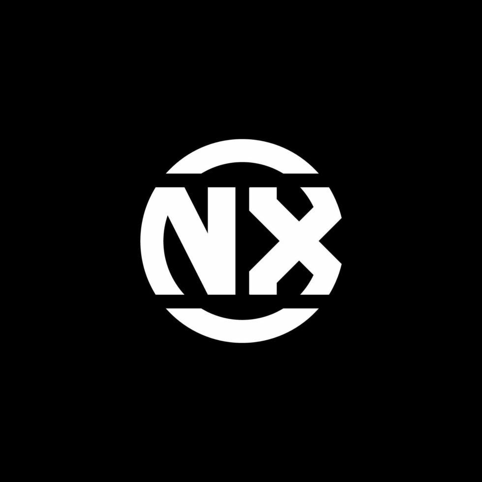 monogramme du logo nx isolé sur le modèle de conception d'élément de cercle vecteur