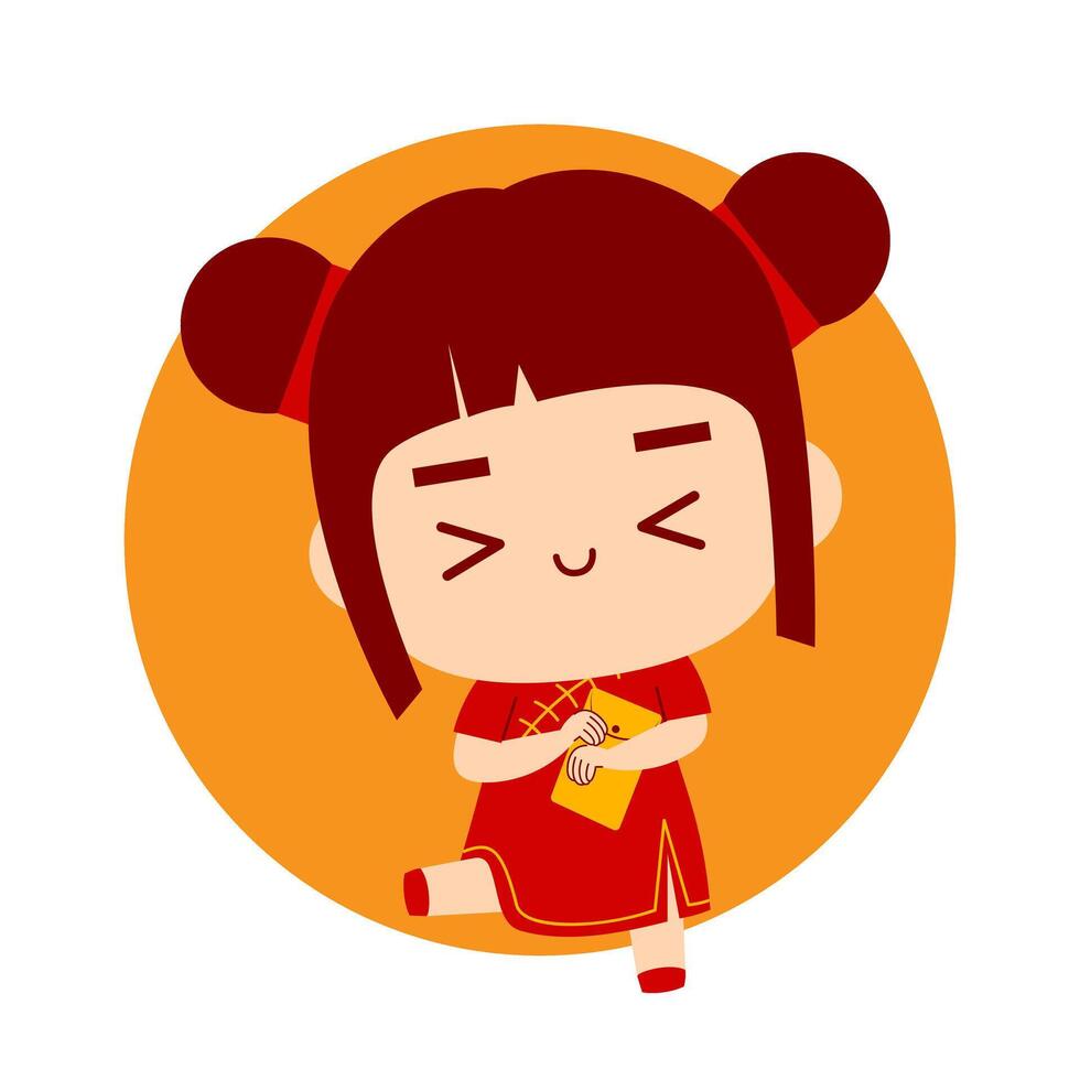 mignonne fille dessin animé personnage chinois Nouveau année vecteur