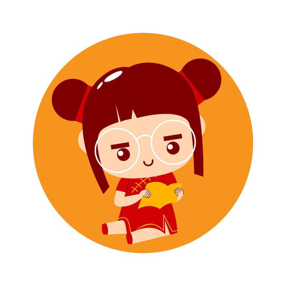 mignonne fille dessin animé personnage chinois Nouveau année vecteur