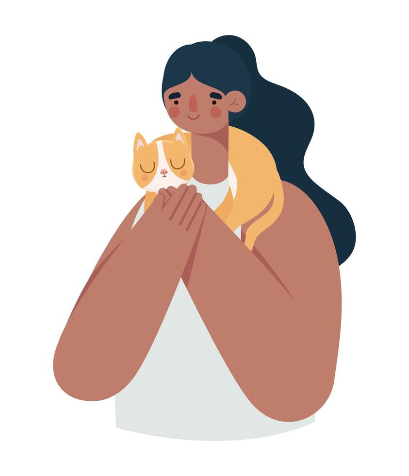 femme et chat vecteur