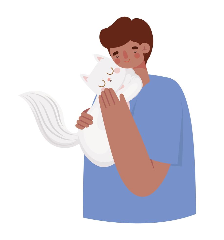 homme et chaton vecteur