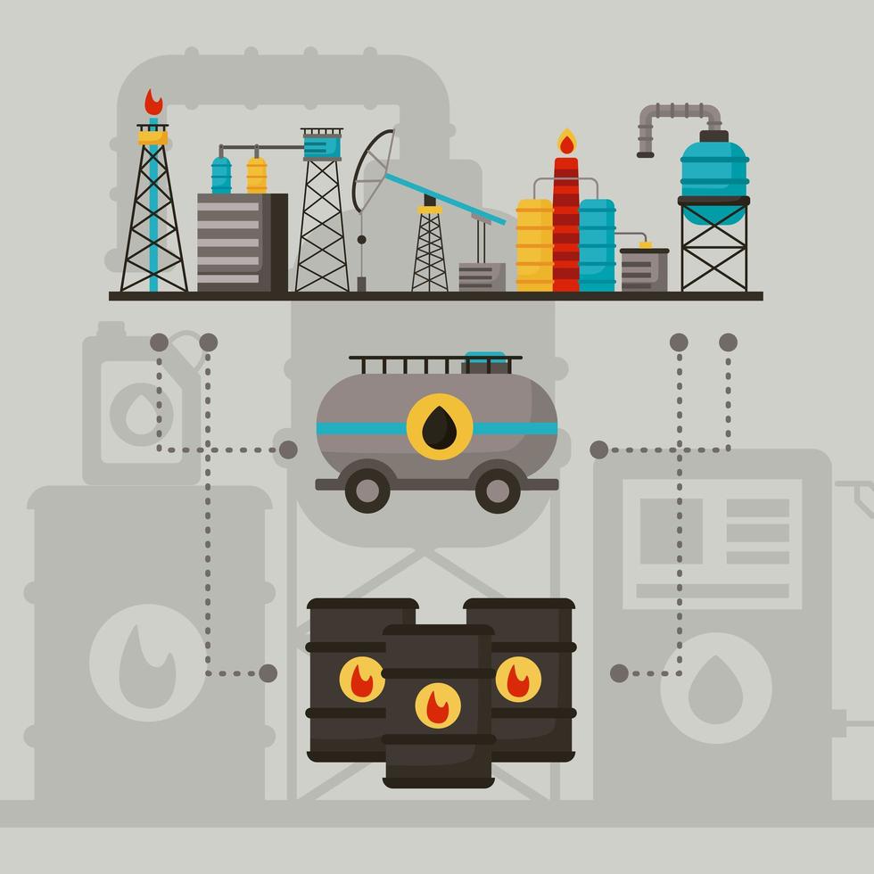 trois icônes de l'industrie pétrolière vecteur