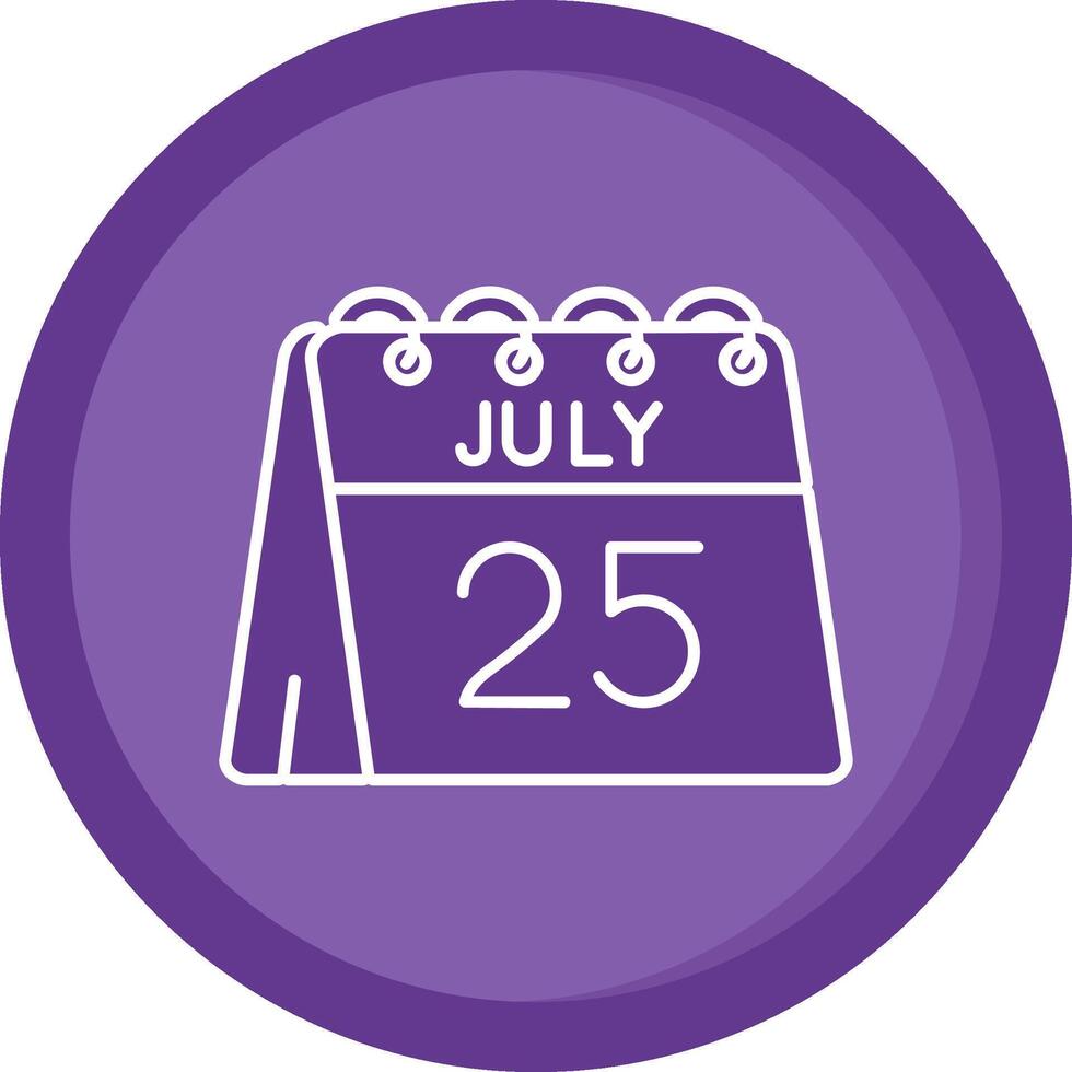 25ème de juillet solide violet cercle icône vecteur
