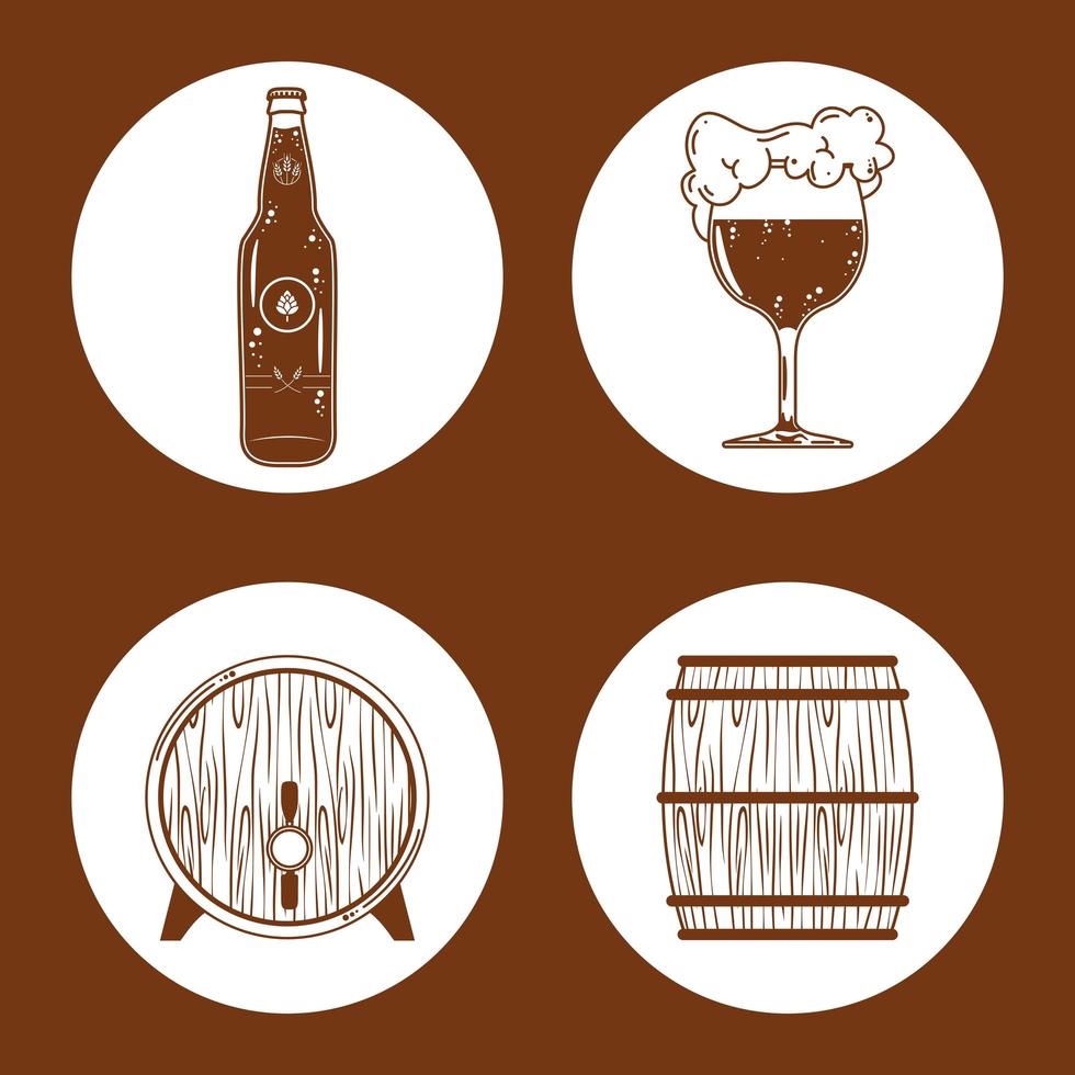 bières quatre icônes vecteur