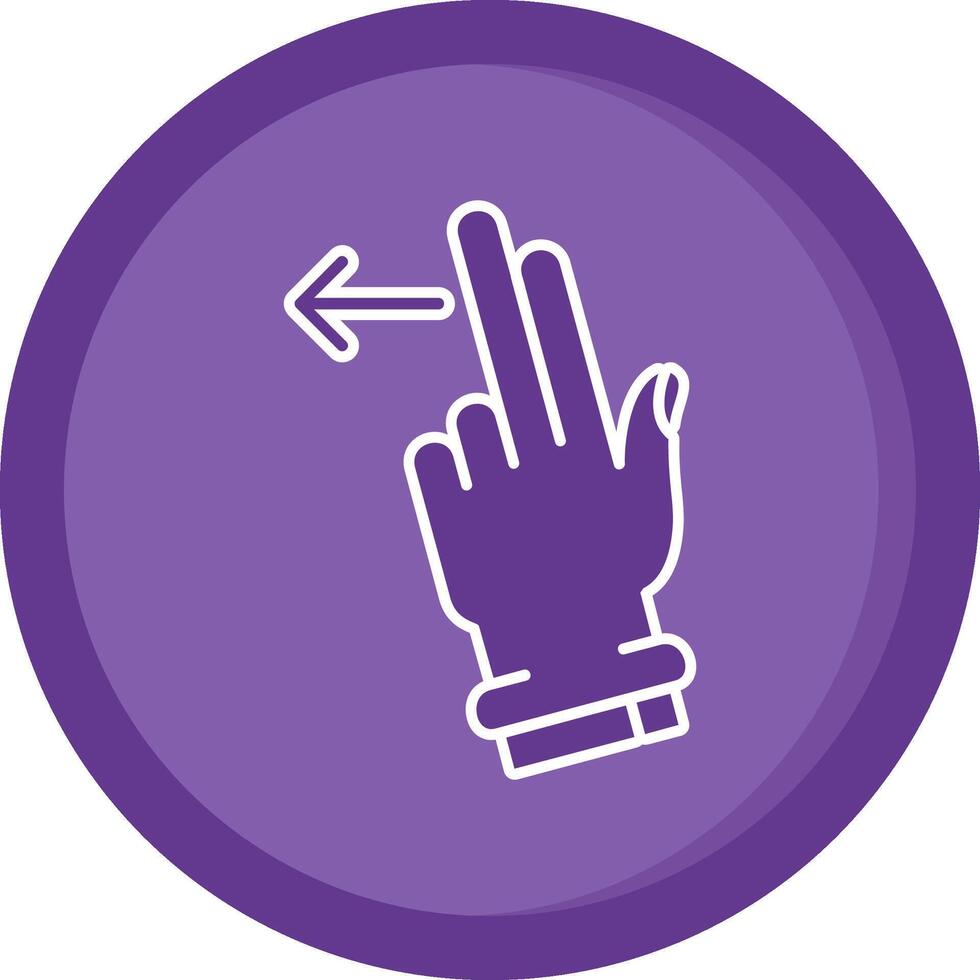 deux les doigts la gauche solide violet cercle icône vecteur