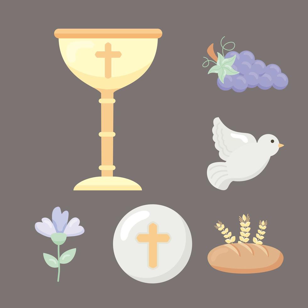six icônes de la première communion vecteur