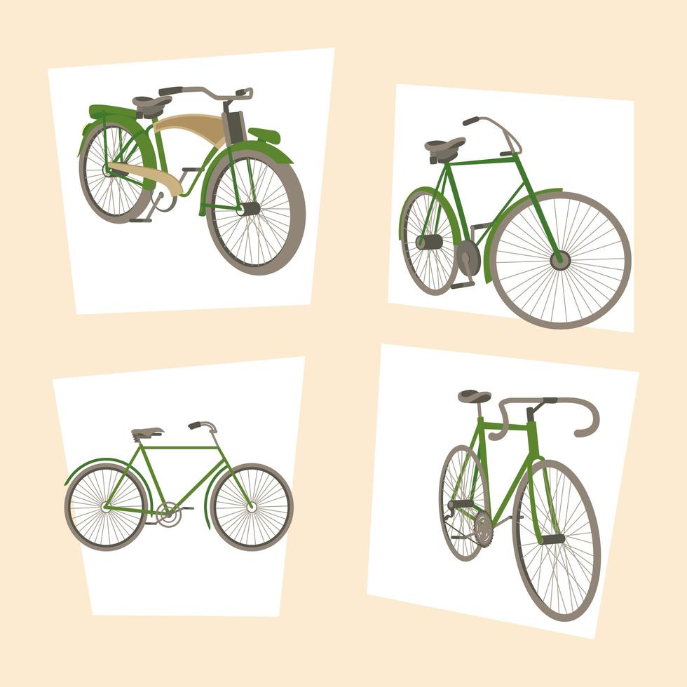 quatre icônes de sport cycliste vecteur