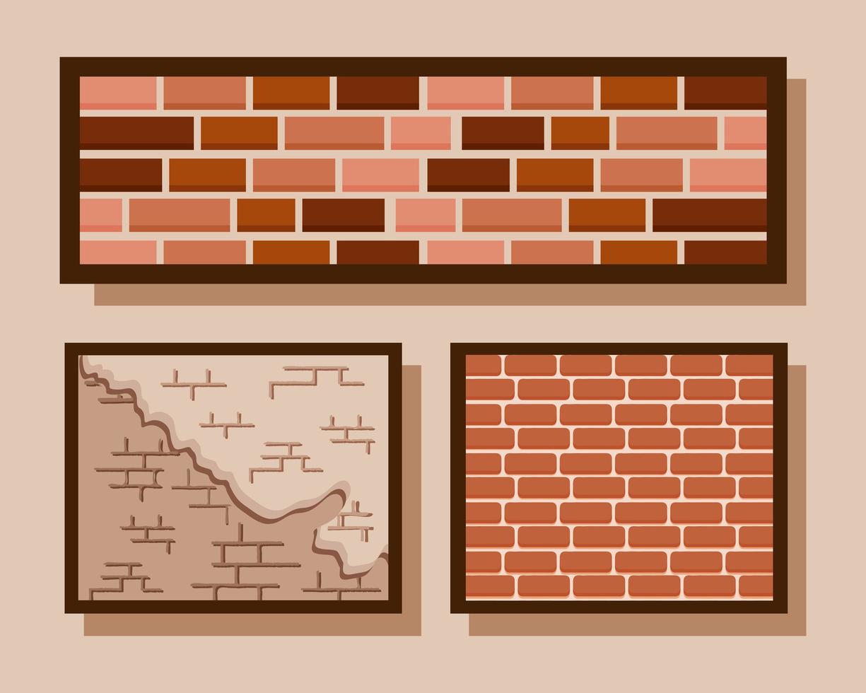 trois structures de murs orange vecteur