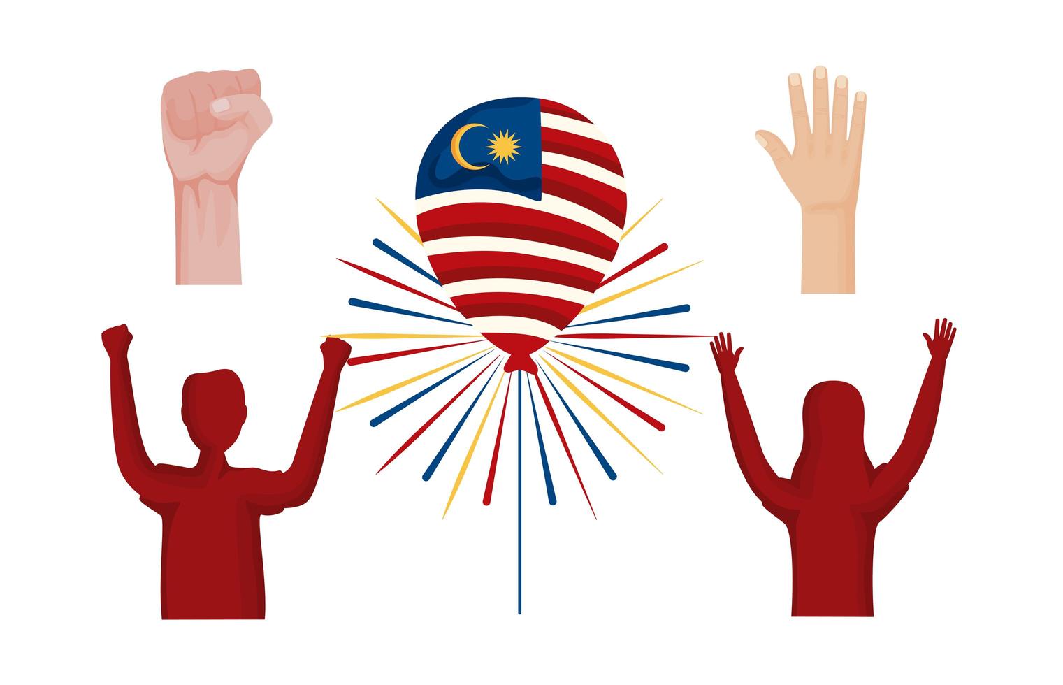cinq icônes de célébration de la malaisie vecteur