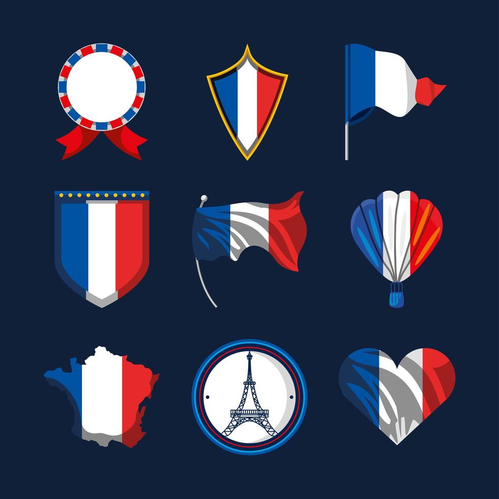 jeu de drapeau français vecteur