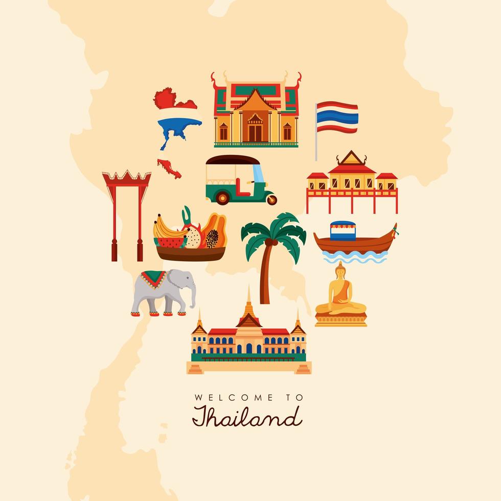 affiche de bienvenue de la thaïlande vecteur