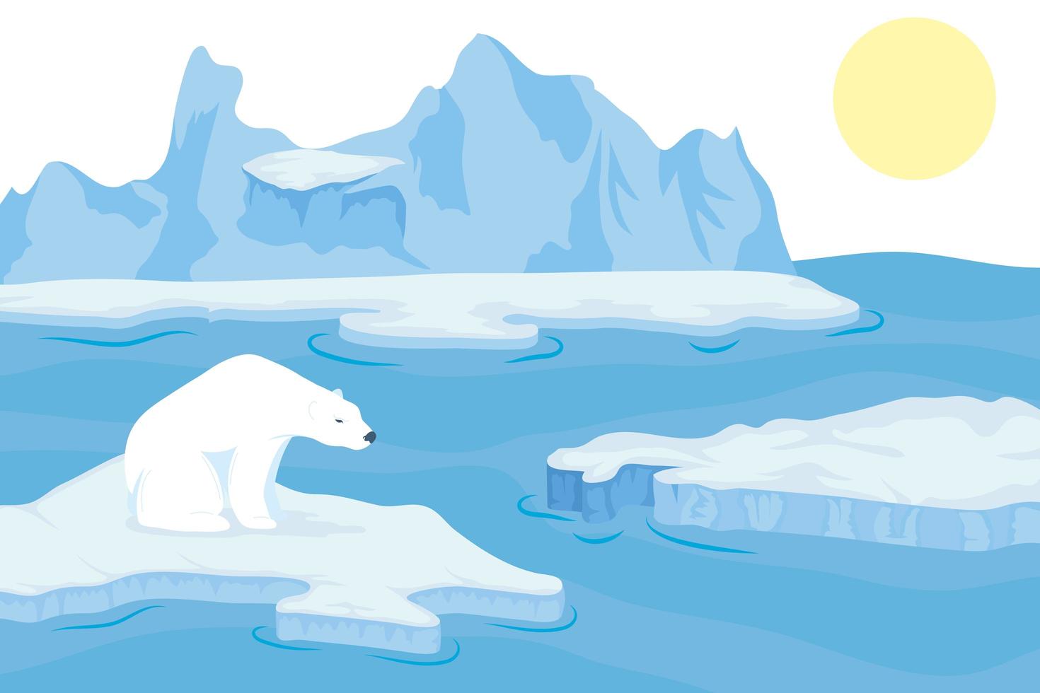 ours polaire dans le paysage de neige vecteur