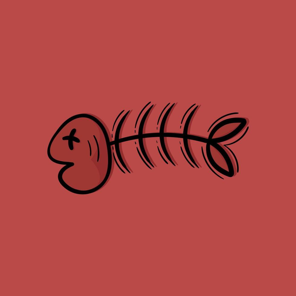 illustration dessinée à la main d'arêtes de poisson vecteur
