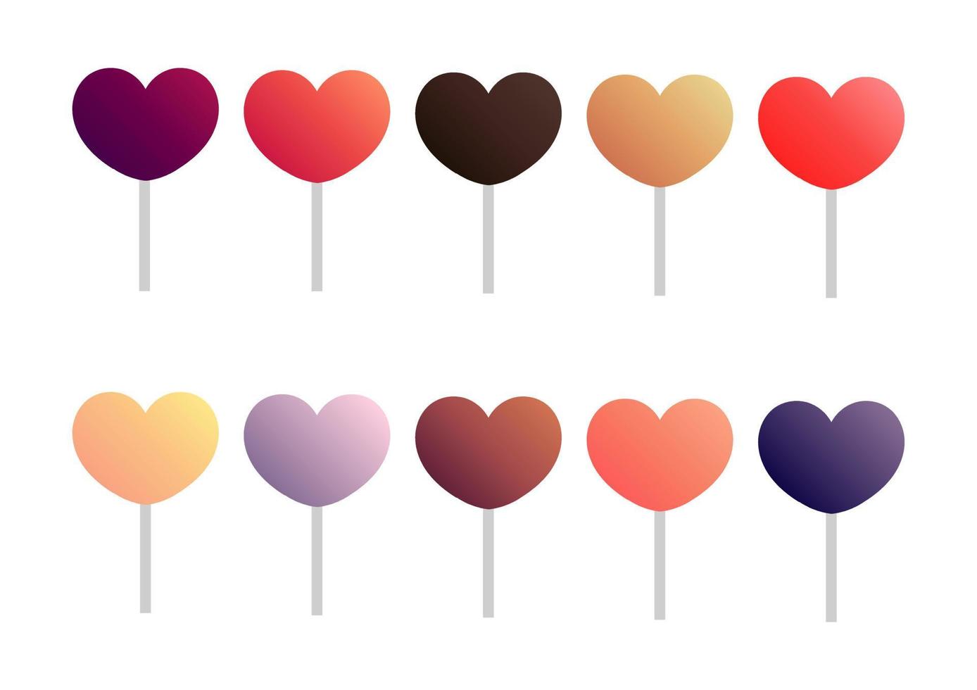 collection de bonbons colorés en forme de coeur avec dégradé de couleurs vecteur