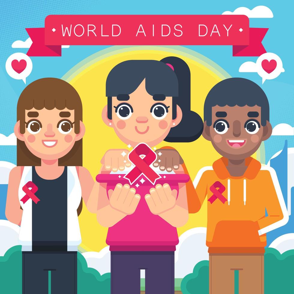 soutien à la journée mondiale du sida vecteur