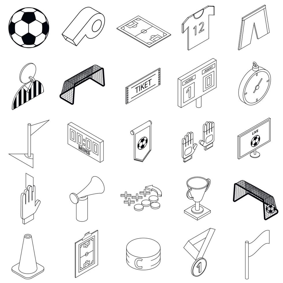 jeu d'icônes de football, style 3d isométrique vecteur