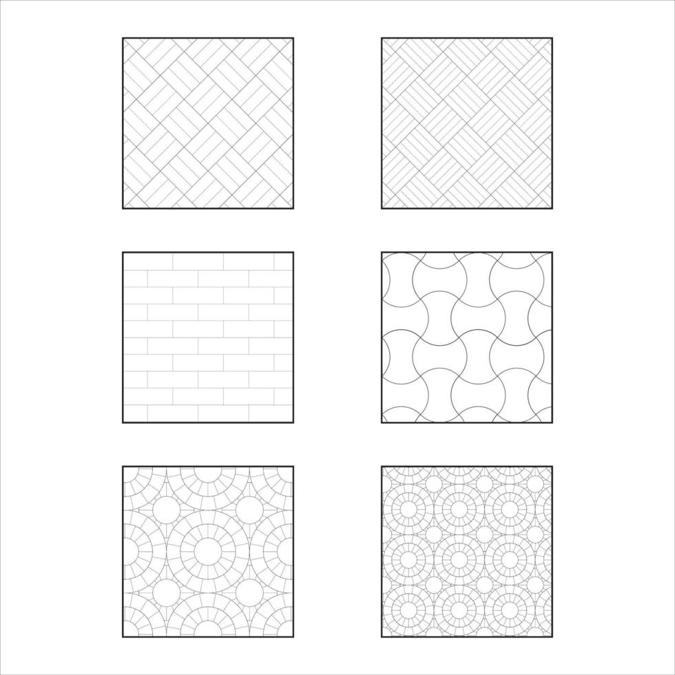 ensemble de blocs de pavés de motifs ligne vectorielle icône sur fond blanc image pour le web, présentation, logo, symbole d'icône. vecteur