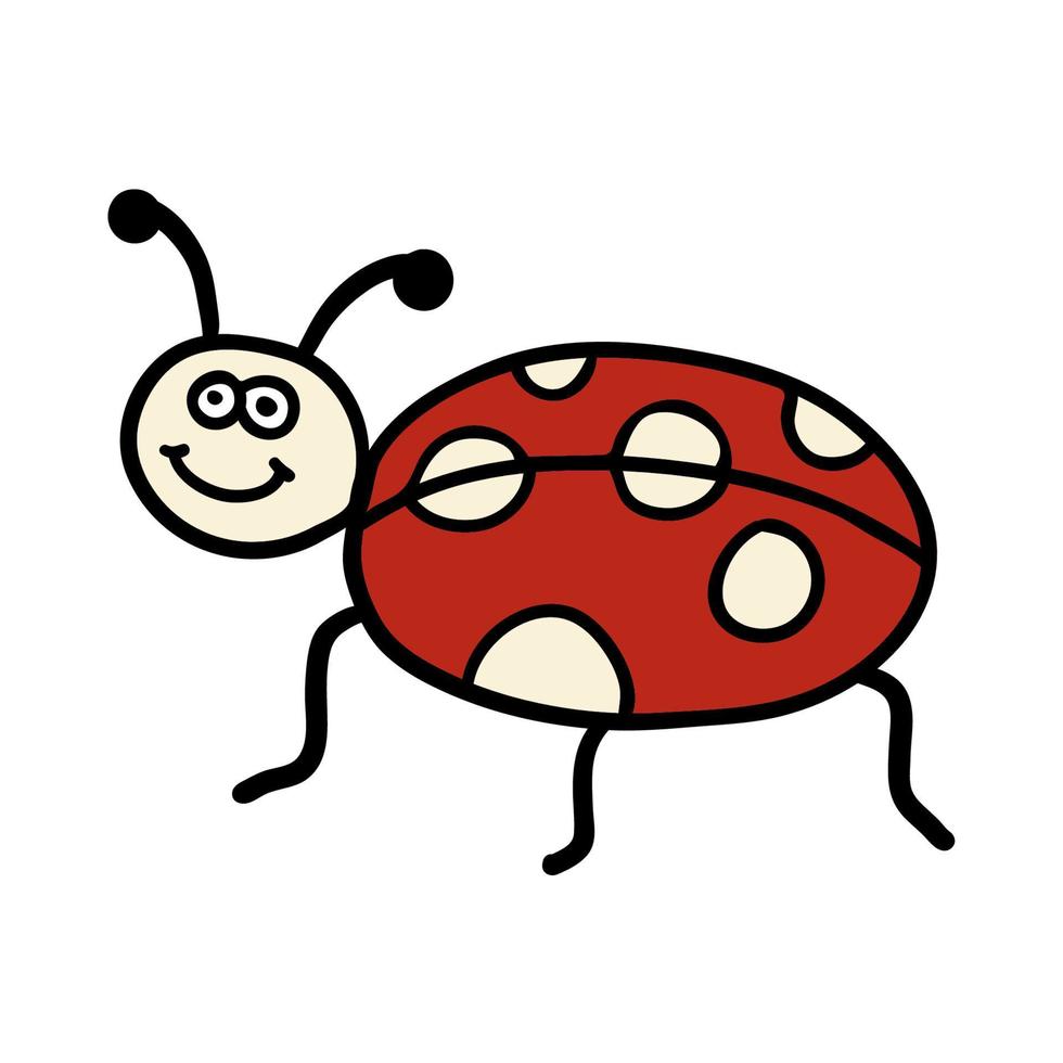 dessin animé doodle linéaire coccinelle isolé sur fond blanc. vecteur