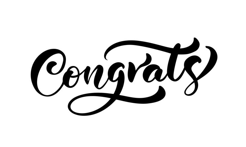 Texte de calligraphie dessiné à la main &quot;Congrats&quot; vecteur