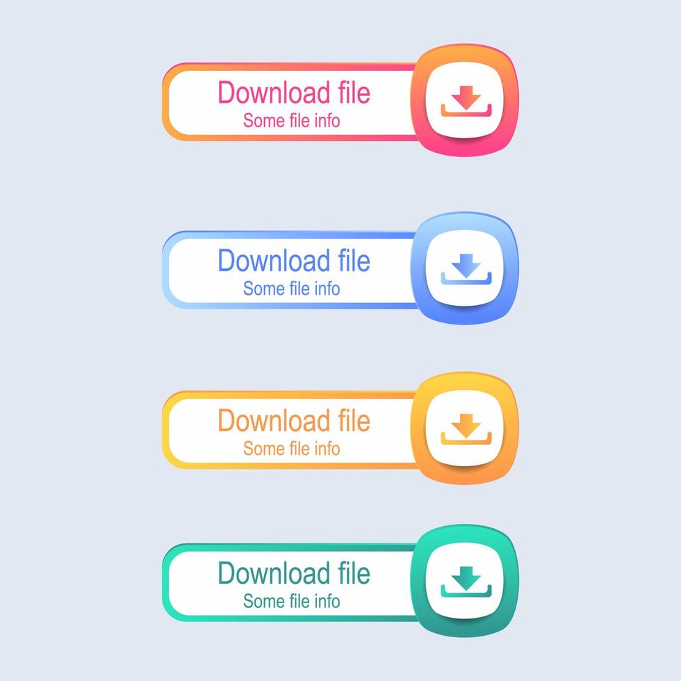 ensemble de conception de bouton d'icônes de téléchargement. pack de boutons de téléchargement coloré pour le site Web, les annonces, l'interface utilisateur et le projet. vecteur eps 10
